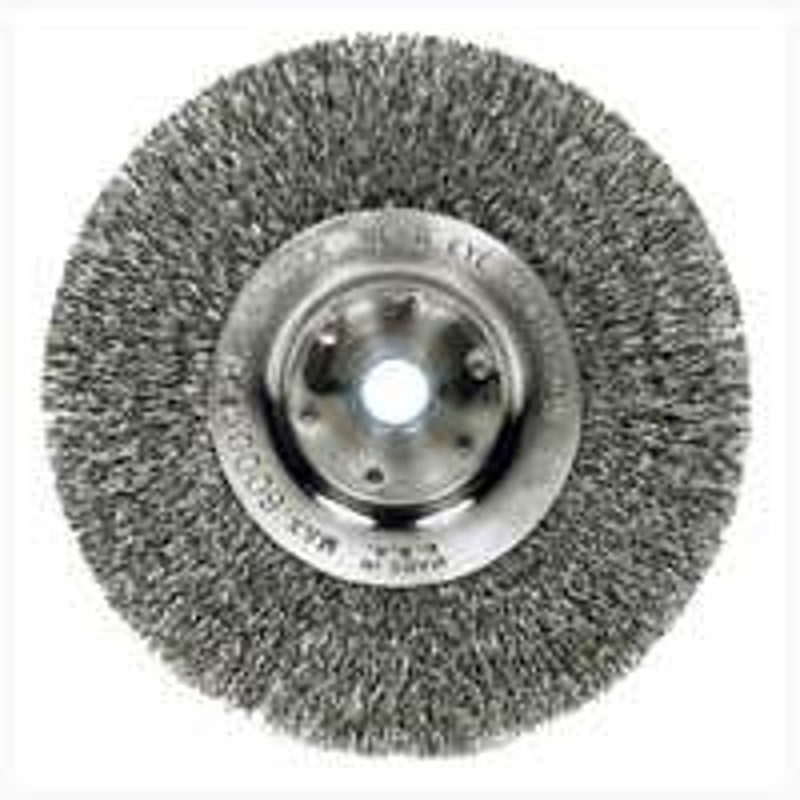 Weiler 36407 Wire Wheel Brush, 6 in Dia, 1/2 to 5/8 in Arbor/Shank, Crimped Bristle, Steel Bristle