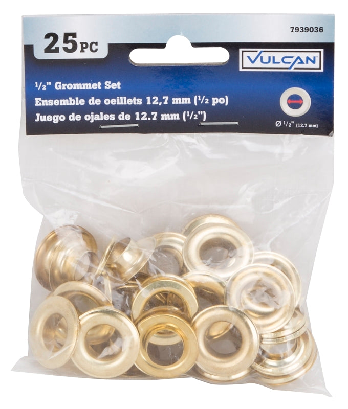 Vulcan JL-VT15989 Grommet, 25 -Piece, Brass Grommet, Brass, Brass Grommet