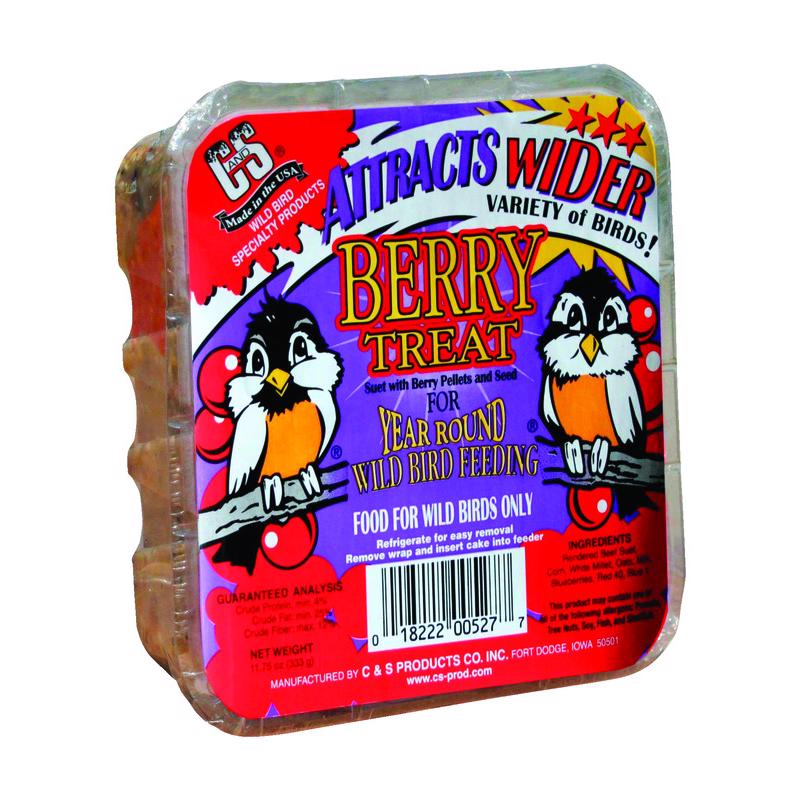 C&S Products Berry Treat Assorted Species Beef Suet Wild Bird Food 11.75 oz, Pack of 12