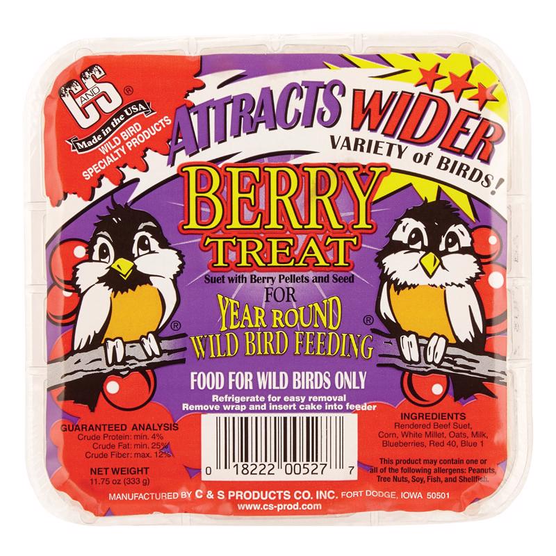 C&S Products Berry Treat Assorted Species Beef Suet Wild Bird Food 11.75 oz, Pack of 12