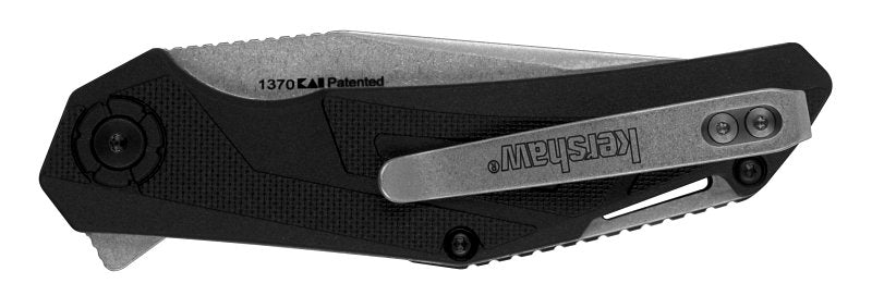 Kershaw Camshaft Series 1370 Pocket Knife, 3 in L Blade, Steel Blade, 1-Blade, Contoured Handle, Black Handle
