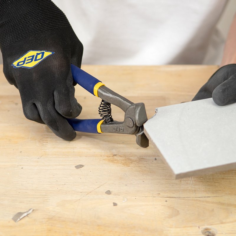 QEP 10003 Tile Nipper, 1/8 to 1/4 in Cutting Capacity, 5/8 in W Jaw, Contoured, Coated Grip Handle