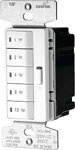 Eaton Wiring Devices PT18H-W-K Programmable Hour Timer, 15 A, 120 V, 1800 W, 1, 2, 4, 8, 12 hr Off Time Setting, White