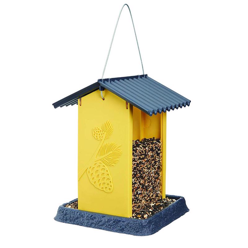 North States Village Wild Bird 4.25 lb Plastic Pinecone Hopper Bird Feeder 4 ports, Pack of 2