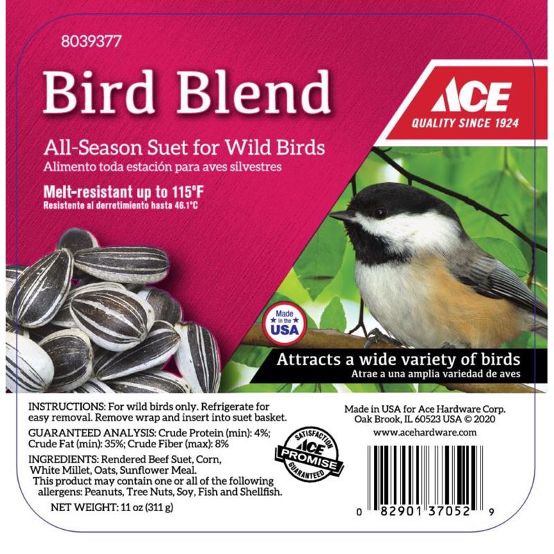Ace Bird Blend Assorted Species Beef Suet 11 oz, Pack of 12