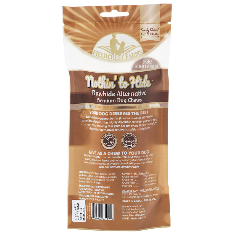 Fieldcrest Farms Nothin' to Hide Peanut Butter Grain Free Chews For Dogs 5 in. 2 pk