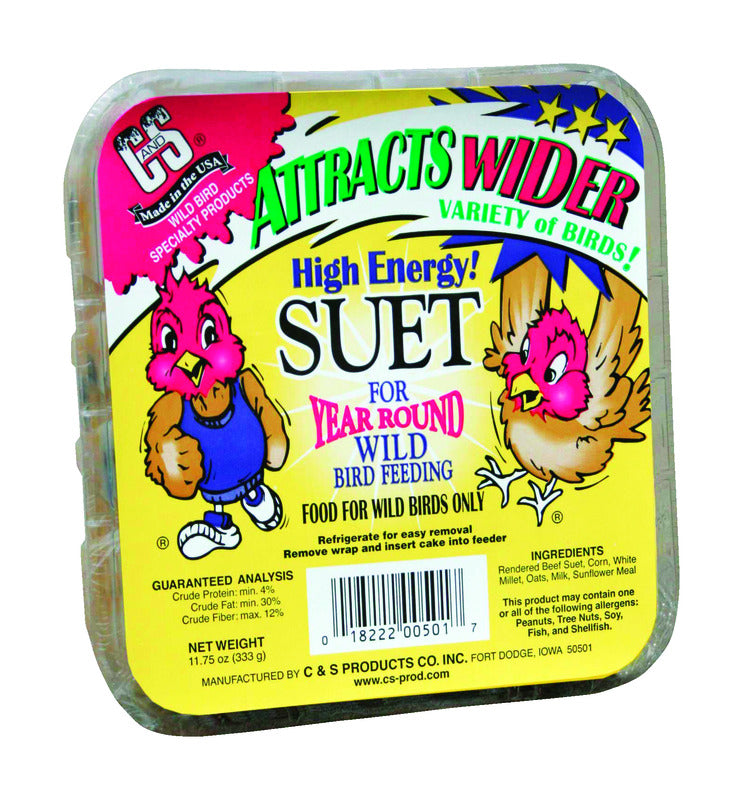 C&S Products Assorted Species Beef Suet Wild Bird Food 11.75 oz, Pack of 12