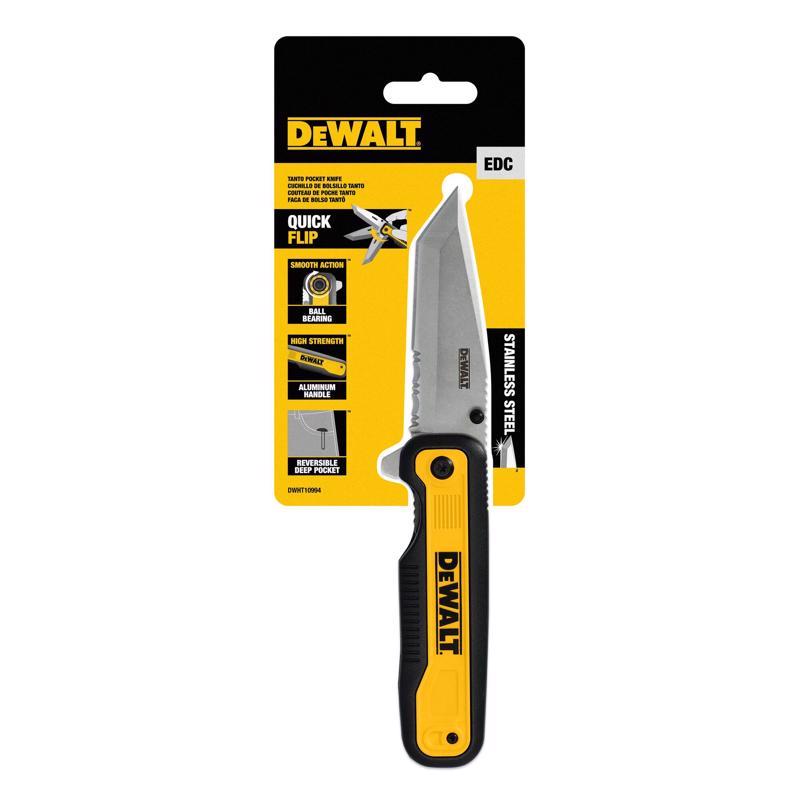 DeWalt Tanto Black/Yellow Stainless Steel > 6 in. Pocket Knife
