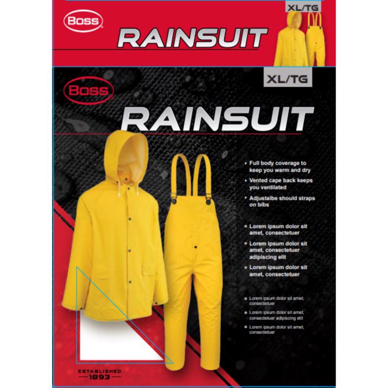 Boss Yellow PVC/Polyester Rain Suit XL