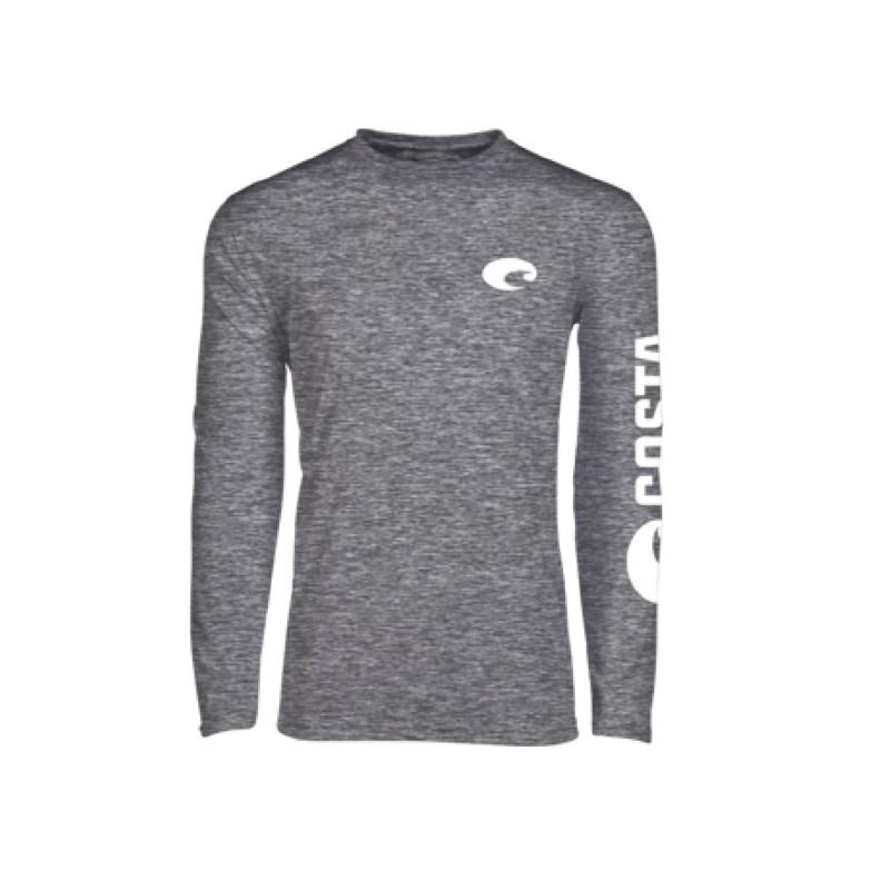 Costa M Long Sleeve Men's Crew Neck Gray Cationic Tee Shirt