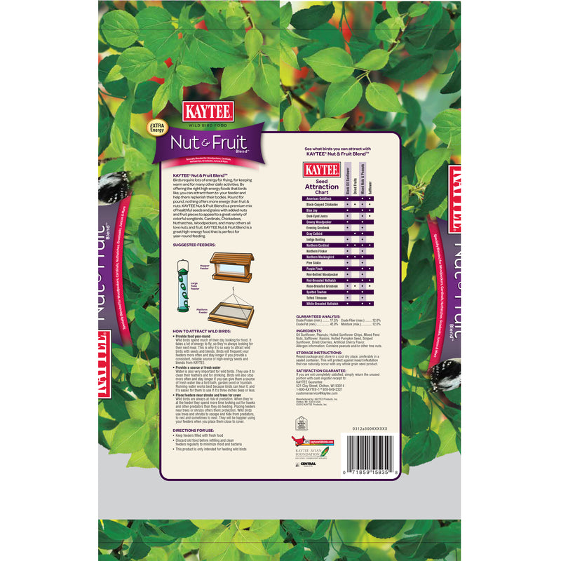 Kaytee Nut & Fruit Blend Songbird Nut & Fruit Wild Bird Food 5 lb, Pack of 6