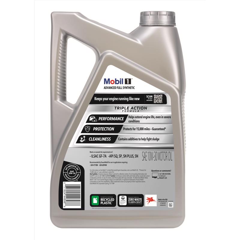 Mobil 1 10W-30 Gasoline Motor Oil 5 qt, Pack of 3
