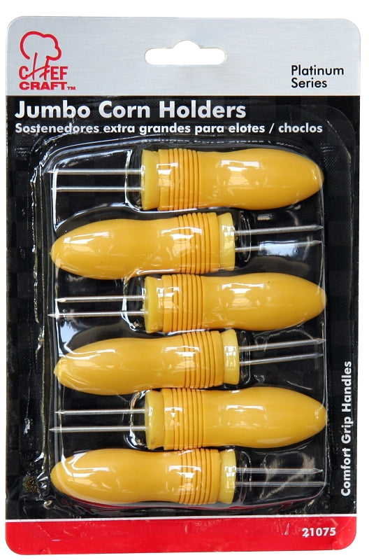 Chef Craft 21075 Corn Holder, 7 in L, 5 in W, Plastic, Yellow