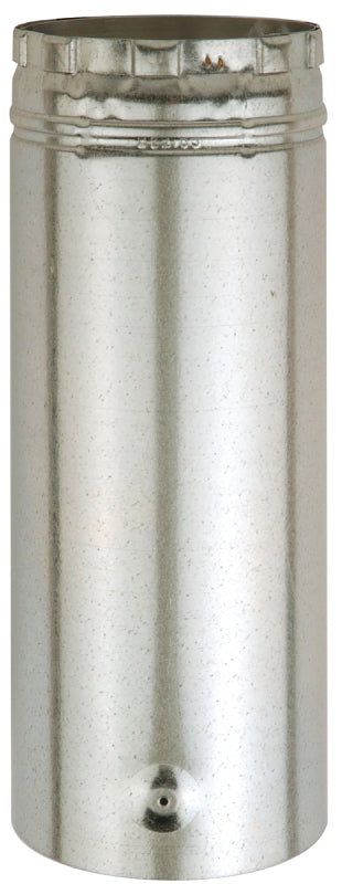 AmeriVent 4E12A Type B Gas Vent Pipe, 4 in OD, 12 in L, Aluminum/Steel, Galvanized