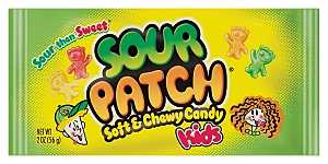 Sour Patch Kids SPK24 Candy, Nutritional Information: 215 Calories, 36 mg Sodium, 52.975 g Carbohydrates, 37.226 g Sugar, Pack of 24