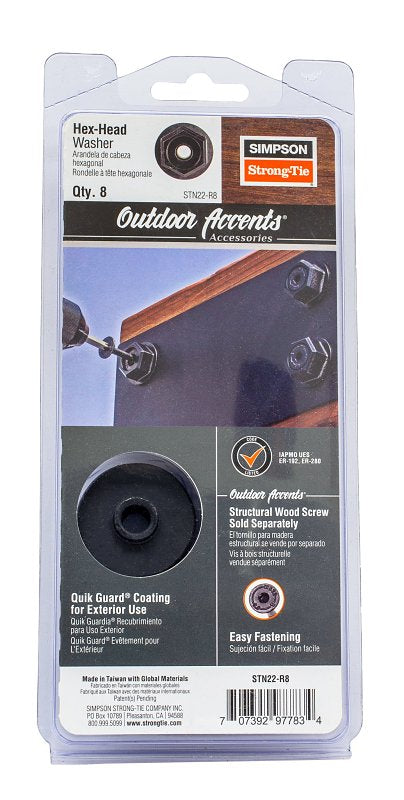 Simpson Strong-Tie Outdoor Accents STN Series STN22R8 Hex Head Washer, Steel, Black, Powder-Coated