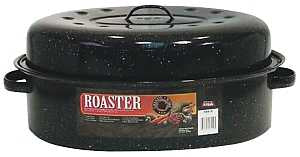 Granite Ware F0510-4 Roaster, 20 lb, Porcelain/Steel, Black, Dark Enamel, 19 in L, 13-1/2 in W, 8-1/2 in H, Pack of 4