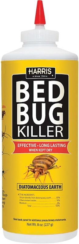 Harris HDE-8 Bed Bug Killer, Powder, Spray Application, 8 oz Bottle
