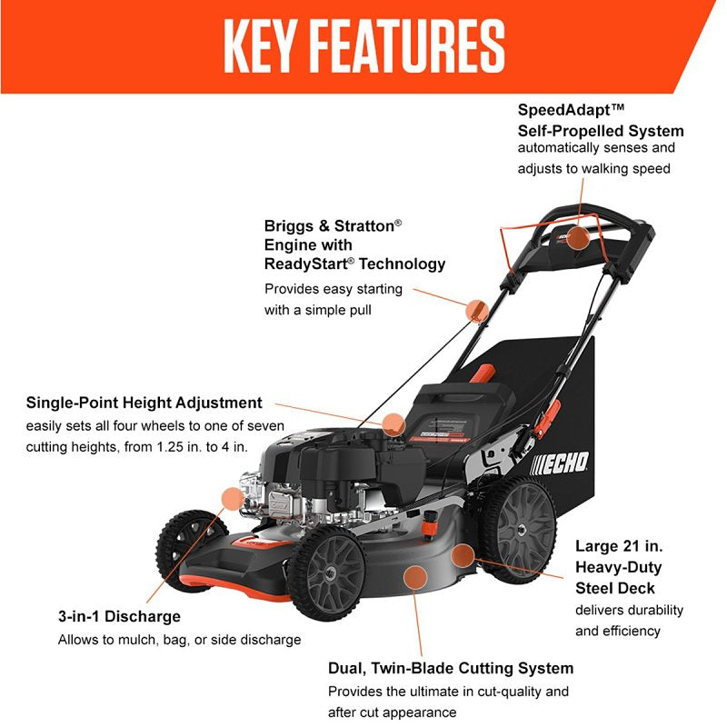 LWN MOWER SP DB GAS 190CC 21IN
