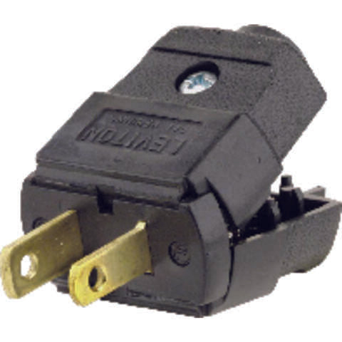 Leviton Residential Thermoplastic Straight Blade Plug 1-15P 20-16 AWG 2 Pole 2 Wire, Pack of 10
