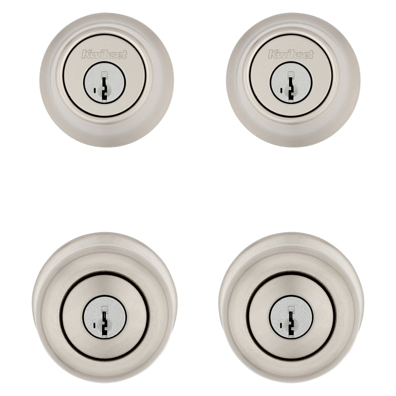 Kwikset Cove Series 92420-059 Entry Knob and Single Cylinder Deadbolt, Knob Handle, Satin Nickel, Knob Interior Handle