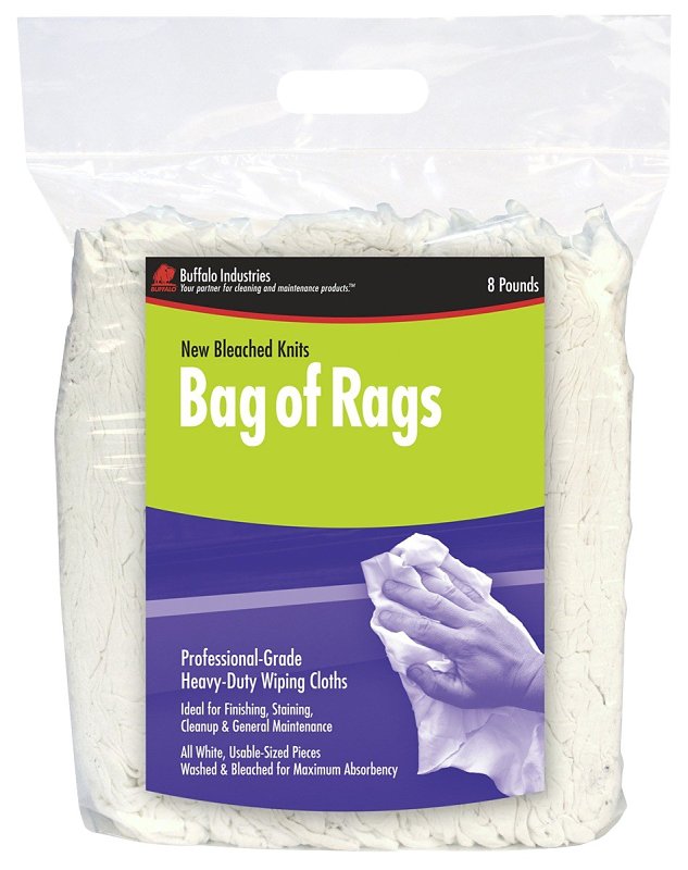 Buffalo 12026PB New Bleached Cloth Rag, White