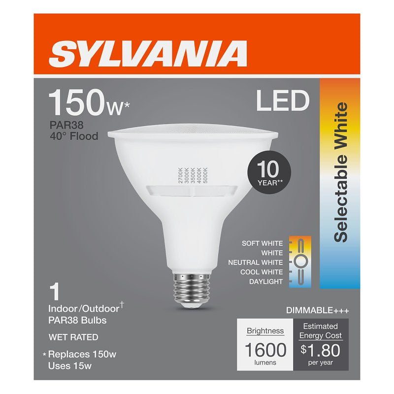 Sylvania Contractor Series 42573 LED Bulb, PAR38 Lamp, 150 W Equivalent, E26 Lamp Base, Dimmable, Pack of 4