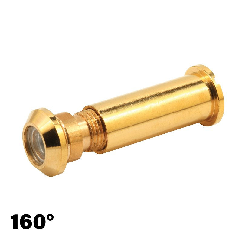 Defender Security U 9895 Door Viewer, 160 deg Viewing, 1-5/16 to 2-1/8 in Thick Door, Brass, Brass