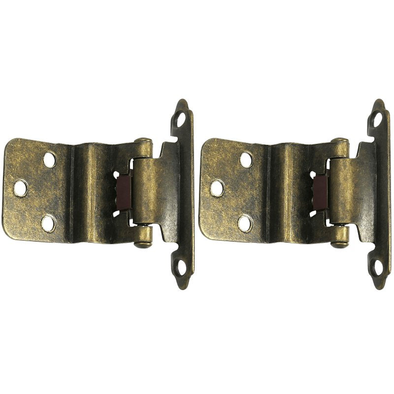 Laurey 28605 Cabinet Hinge, 110 deg Hinge Opening, 3/8 in Inset, Self Close, Antique Brass