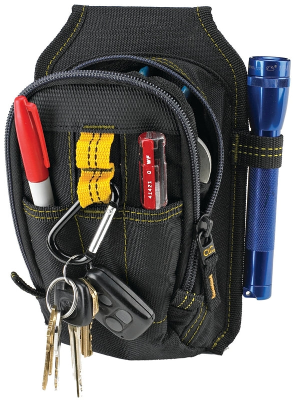 CLC TOOL WORKS 1504 Multi-Purpose Carry-All Tool Pouch, 9-Pocket, Polyester, Black, 5-1/2 in W, 7-1/2 in H, 2 in D