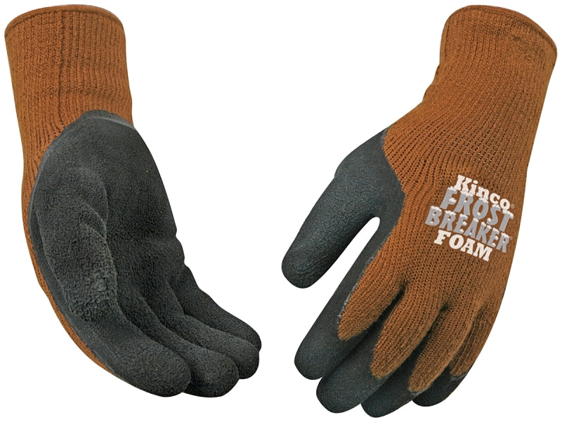 Frost Breaker 1787-S Thermal Protective Gloves, Men's, S, 11 in L, Regular Thumb, Knit Wrist Cuff, Black/Brown