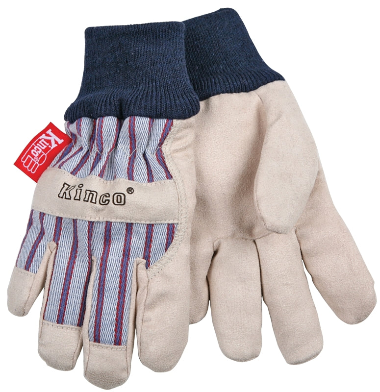 Kinco 1927KW-C Protective Gloves with Knit Wrist, Tan, Wing Thumb, Knit Wrist, Leather Palm