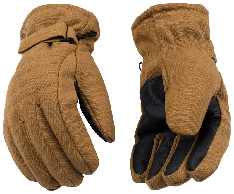 Kinco 1170-XL Ski Gloves, XL, Wing Thumb, Hook and Loop Cuff, Canvas, Brown