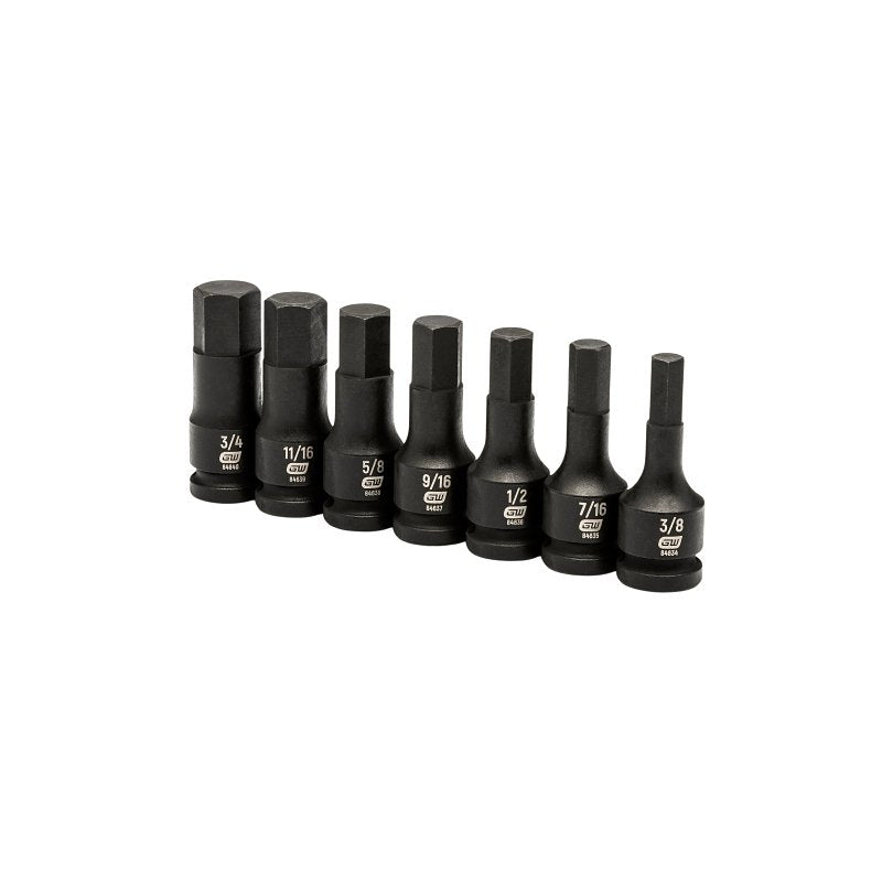 GearWrench 84941 Impact Socket Set, 7-Piece, Chrome Molybdenum Steel, Manganese Phosphate