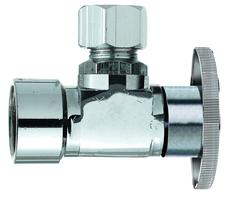 Plumb Pak PP50PCLF Angle Shut-Off Valve, 3/8 x 3/8 in Connection, FIP x Compression, Brass Body
