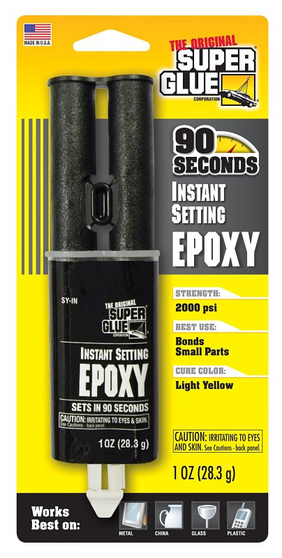 The Original Super Glue SY-IN Epoxy Adhesive, Light Yellow, Liquid, 1 oz Syringe, -400 to 600 deg C Temperature