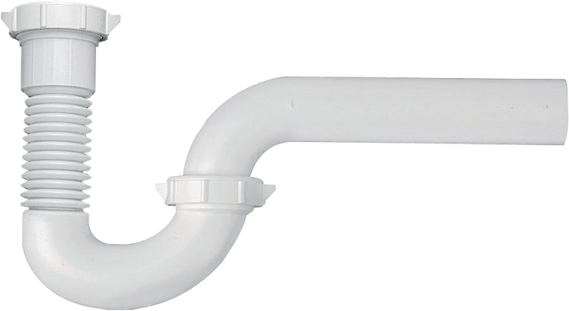 Plumb Pak PP812-40 P-Trap, 1-1/2 x 1-1/2, 1-1/2 x 1-1/4 in, Direct, Plastic, White
