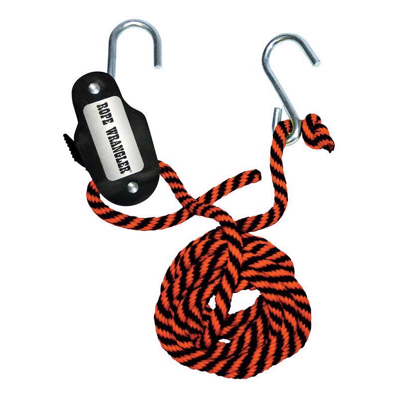 Keeper Rope Wrangler 3/8 in. W X 16 ft. L Black/Orange Tie Down 250 lb 1 pk