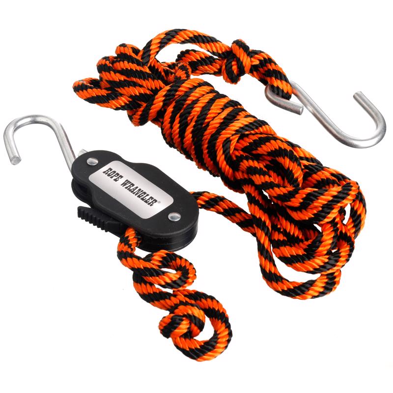 Keeper Rope Wrangler 3/8 in. W X 16 ft. L Black/Orange Tie Down 250 lb 1 pk