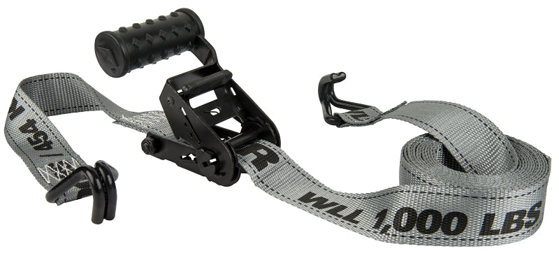 Keeper Diamond Series 45545 Tie-Down, 1-1/2 in W, 12 ft L, Steel, Gray, 1000 lb, J-Hook End Fitting