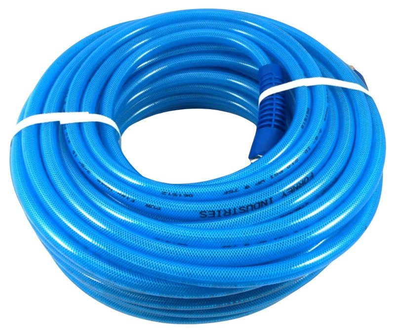 Forney 75445 Flex Air Hose, 3/8 in ID, 1/4 in OD, 100 ft L, MNPT, 210 psi Pressure, Polyurethane, Blue