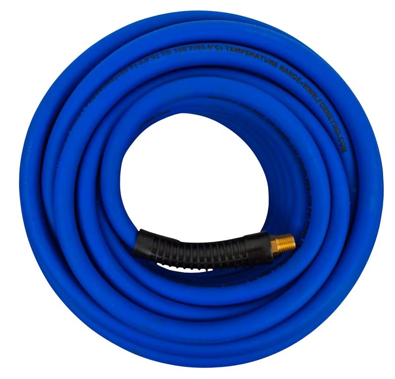 Forney 75454 Hybrid Air Hose, 3/8 in ID, 0.6 in OD, 50 ft L, MNPT, 300 psi Pressure, PVC/Rubber, Blue