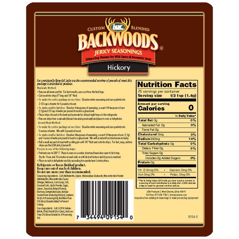 LEM Backwoods Hickory Jerky Seasoning 3.65 oz Boxed, Pack of 6