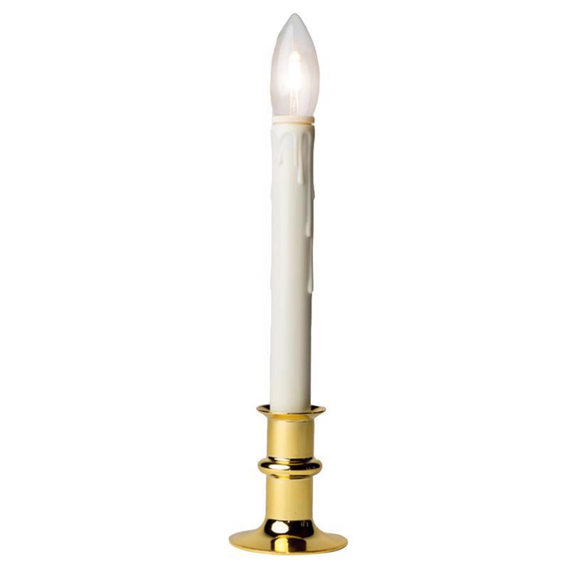 Celestial Lights Brass/White no scent Scent LED Battery Operated Taper Candle