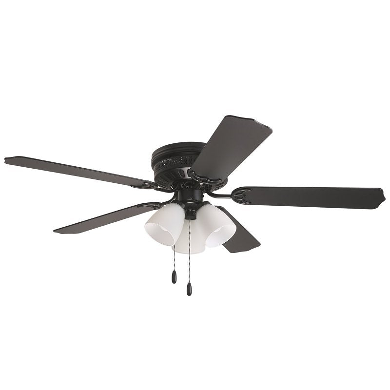 Boston Harbor 0555706-MBK Hugger Fan, 5-Blade, Matte Black Blade, 52 in Sweep, Metal Blade, 3-Speed