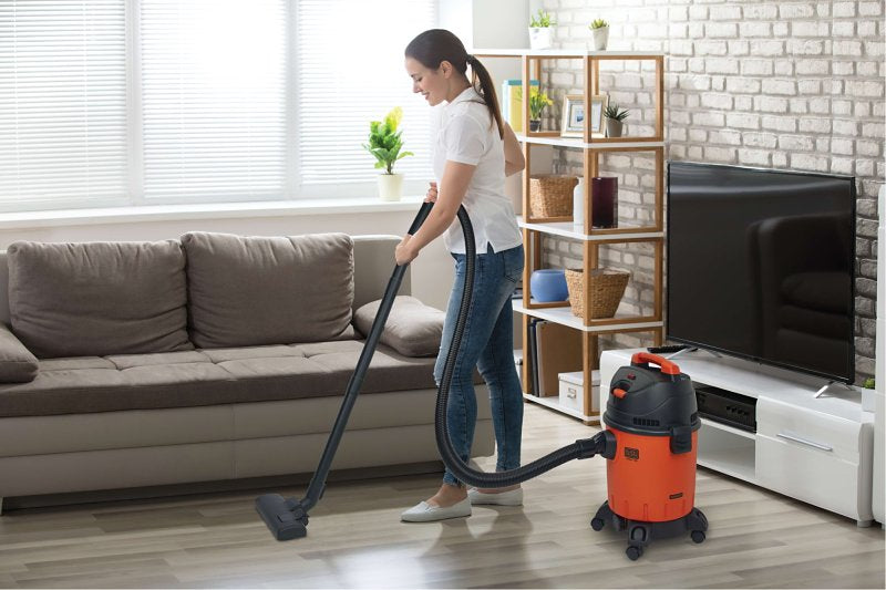 Black+Decker BDWD15-B3 Wet and Dry Vacuum Cleaner, 15 L Vacuum, HEPA Filter, 1600 W, 120 V, Black/Red