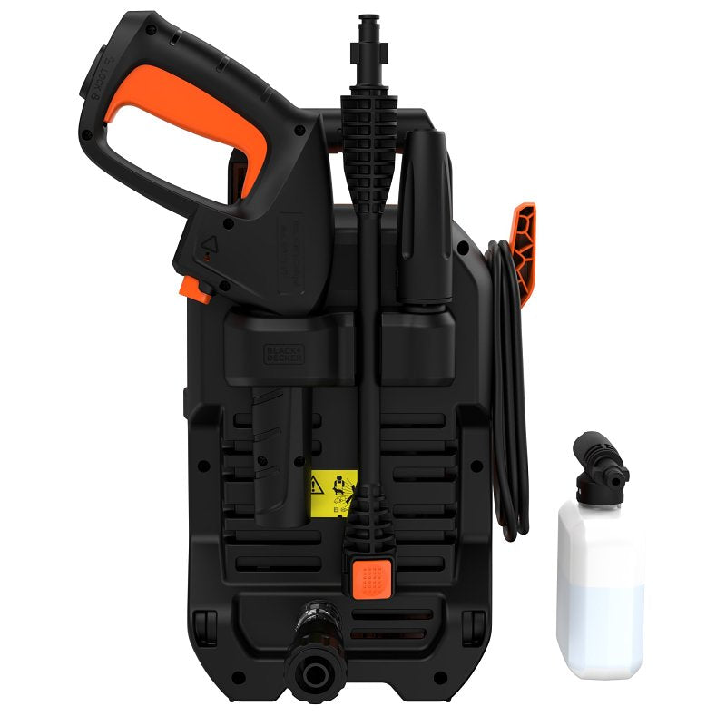 Black+Decker BEPW1600 Pressure Washer, 12 A, 120V-110V, 1600 psi Operating, 1.2 gpm, Turbo Nozzle, 20 ft L Hose
