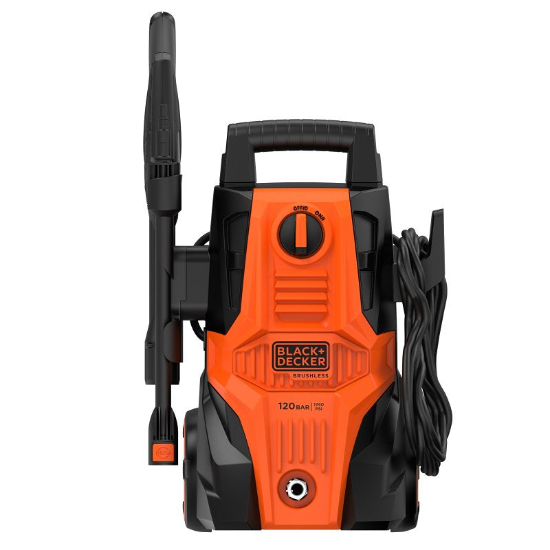 Black+Decker BEPWB1740-B3 Pressure Washer, 120V-110V, 1740 psi Operating, 5.3 Lpm, 6 m L Hose, Black/Orange