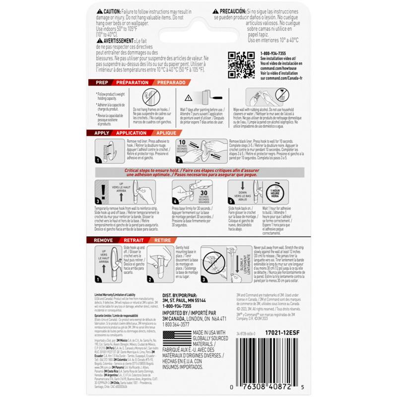 3M Command Medium Foam Refill Strips 2.75 in. L 12 pk
