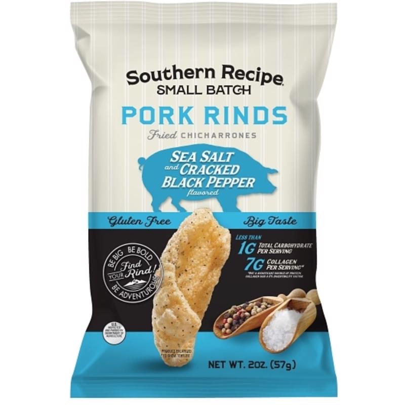 Rudolph Pork Rind Sea Salt and Cracked Pepper Snack 2 oz Bagged, Pack of 6